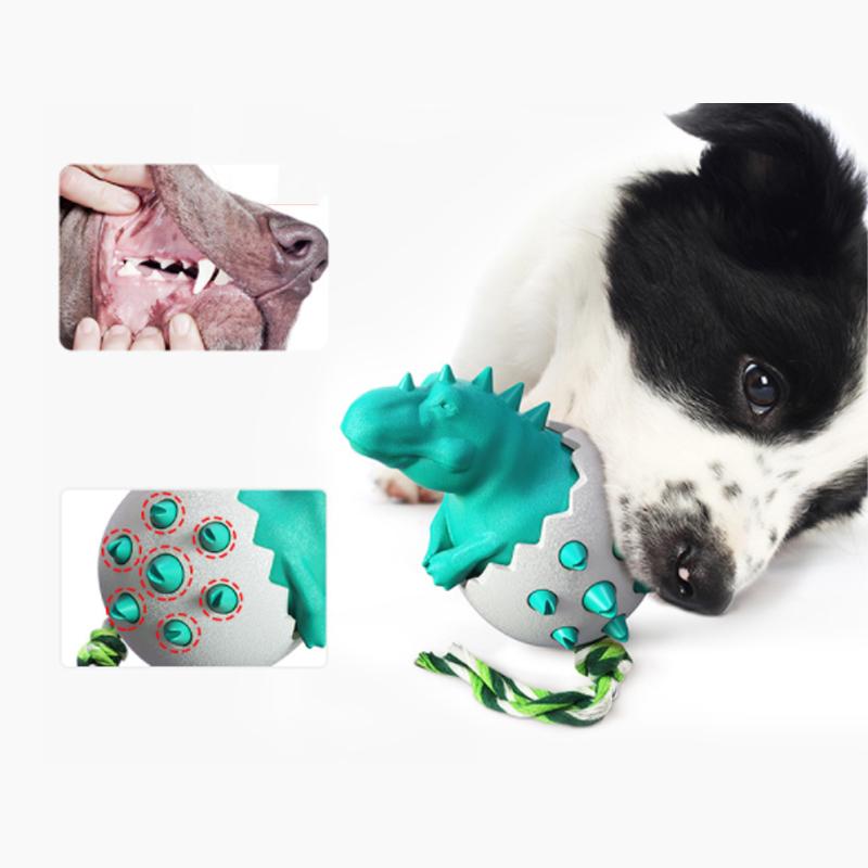 Hundespielzeug mit Dinosaurier-Design, interaktiver Ball, zahnfreundlich, robust, ideal für Kauspielzeug, fördert Zahngesundheit und Spielspaß.