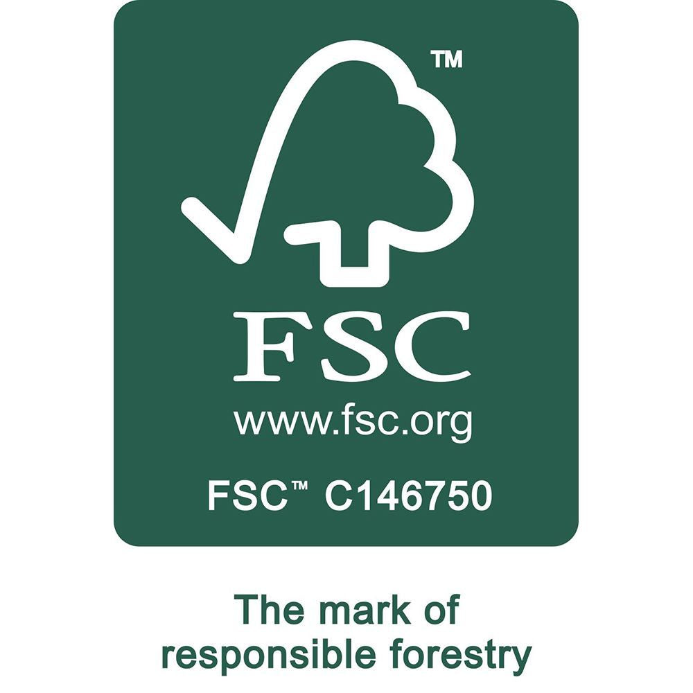 FSC-Logo auf grünem Hintergrund, symbolisiert nachhaltige Forstwirtschaft. Zertifizierung, Umweltfreundlichkeit, verantwortungsvolle Waldnutzung.