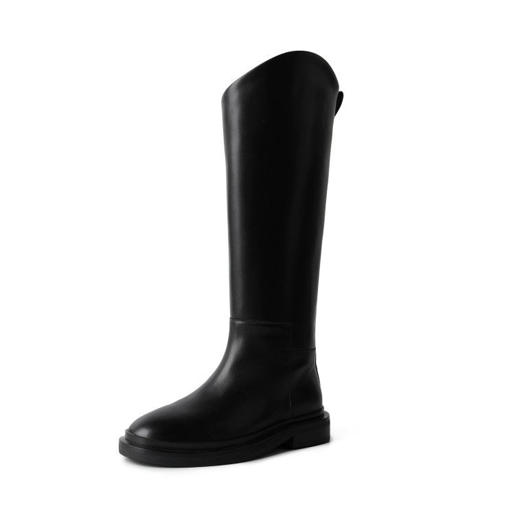 Schwarzer Damen-Reitstiefel aus Leder, knielang, elegantes Design, ideal für Reitsport und Mode, hochwertig und langlebig.