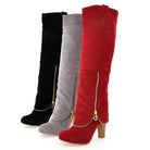 Damen Stiefel in Schwarz, Grau und Rot mit Reißverschluss, hoher Absatz, modisch, bequem, ideal für Herbst und Winter. Perfekt für stilvolle Outfits.