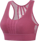 Damen Sport-BH aus atmungsaktivem Netzstoff in Rosa, ideal für Fitness und Yoga. Bequeme Passform, feuchtigkeitsableitend, stylisches Design.