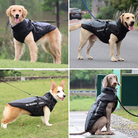 Wasserdichte Hundejacke mit Innenfutter und integriertem Geschirr, ideal für alle Wetterbedingungen. Perfekt für Spaziergänge bei Regen.