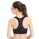 Atmungsaktiver Sport-BH in Schwarz, Racerback-Design, ideal für Fitness und Yoga. Komfortabel, schweißableitend, perfekte Passform.