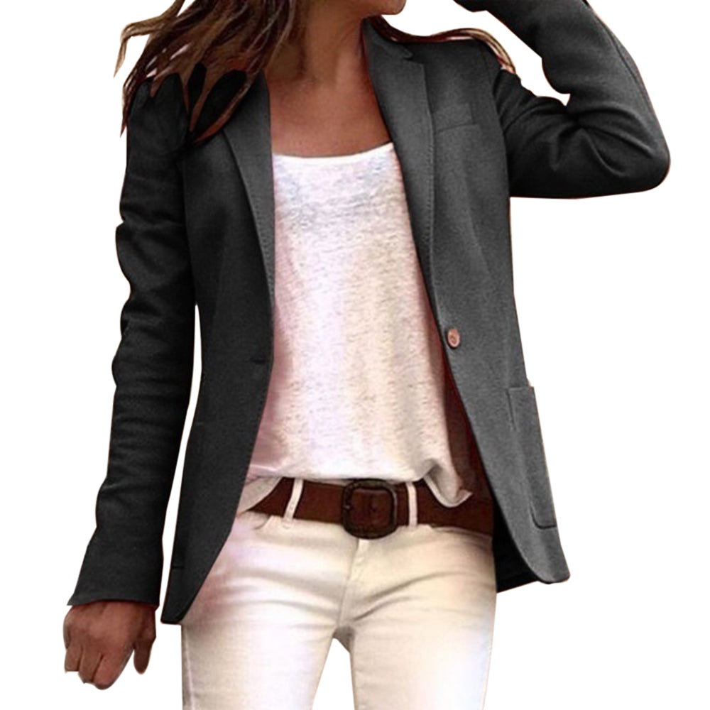 Eleganter schwarzer Blazer für Damen, ideal für Business und Freizeit. Hochwertige Verarbeitung, modisches Design, vielseitig kombinierbar.