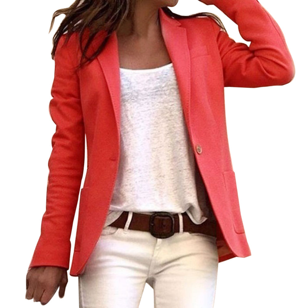 Damenblazer in Wassermelonenrot, elegant und modern. Perfekt für Business- und Freizeitoutfits. Hochwertige Mode für stilbewusste Frauen.